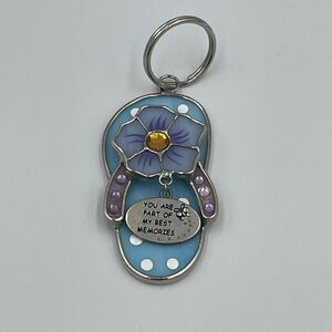 Vintage Stained Glass Sandle Butterfly Keychain Key‎ Ring Key Fob